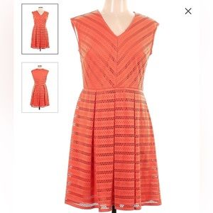 Studio One orange eyelet casual dress zipper detail in back Size 14
